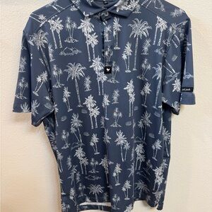 Bad Birdie Blue Tropical Polo Shirt